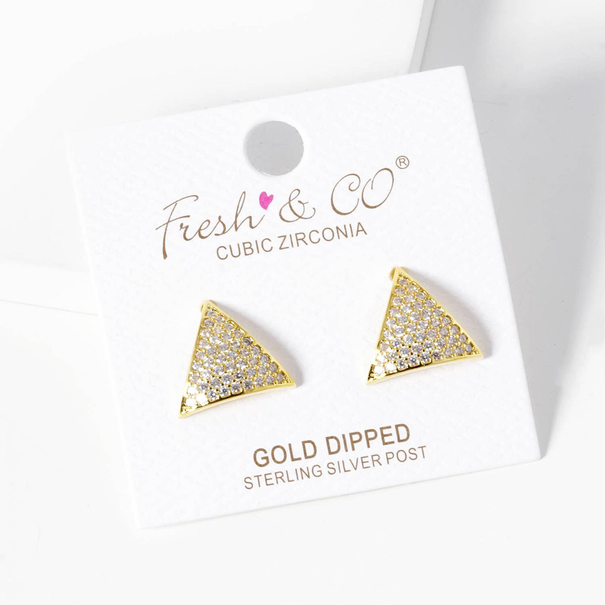 Dainty Pave Triangle Stud Earrings