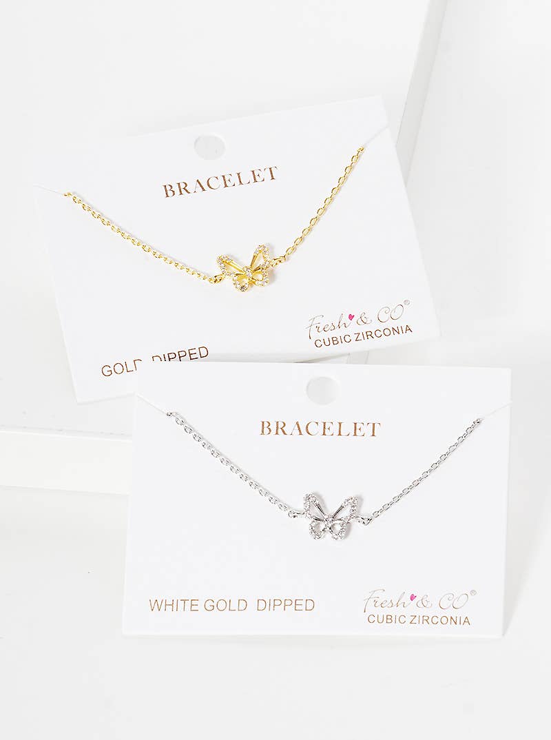 Dainty Pave Butterfly Chain Bracelet