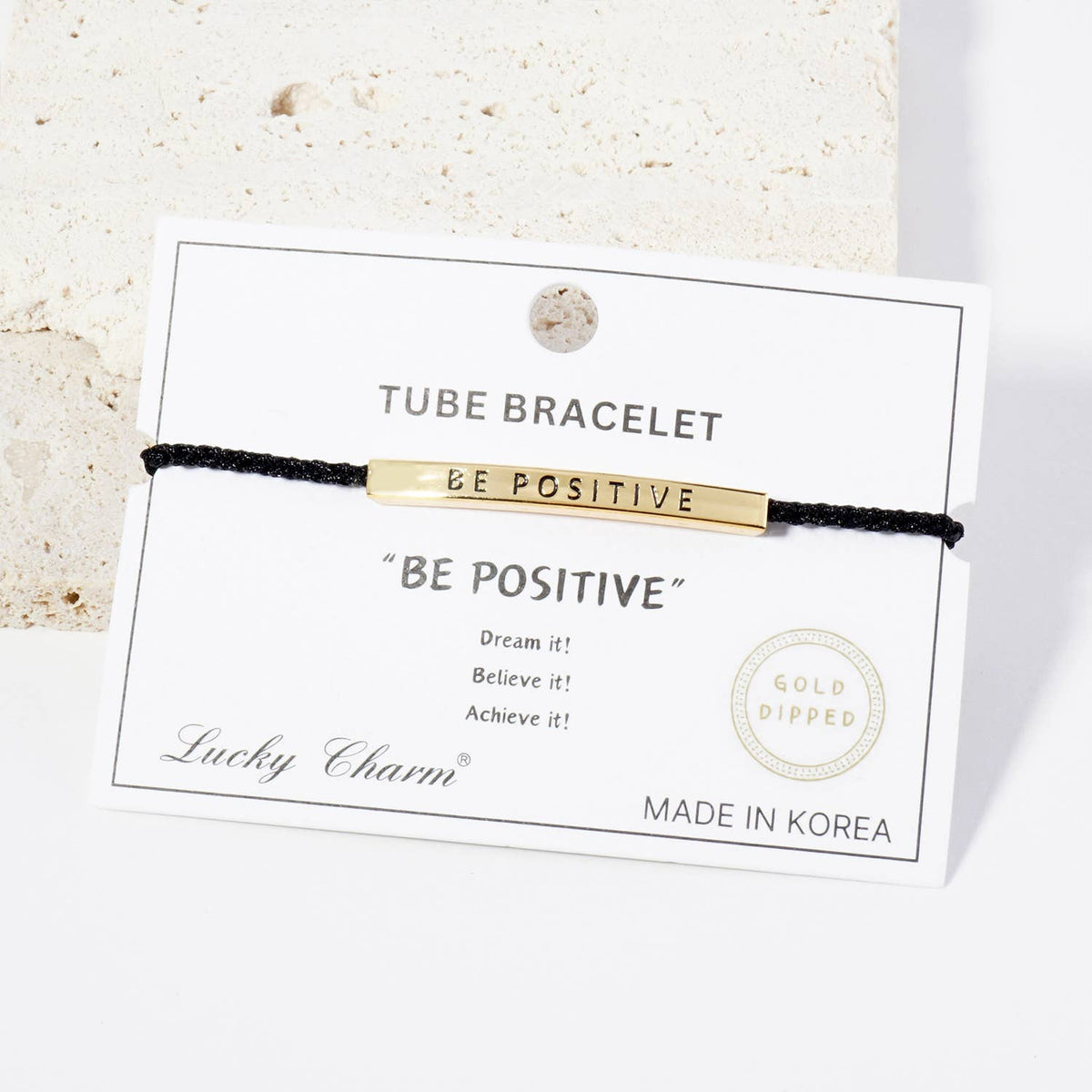 Inspirational Messages "Be Positive" Tube Bar Bracelet