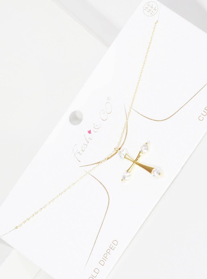 Round Baguette Cut Cross Necklace