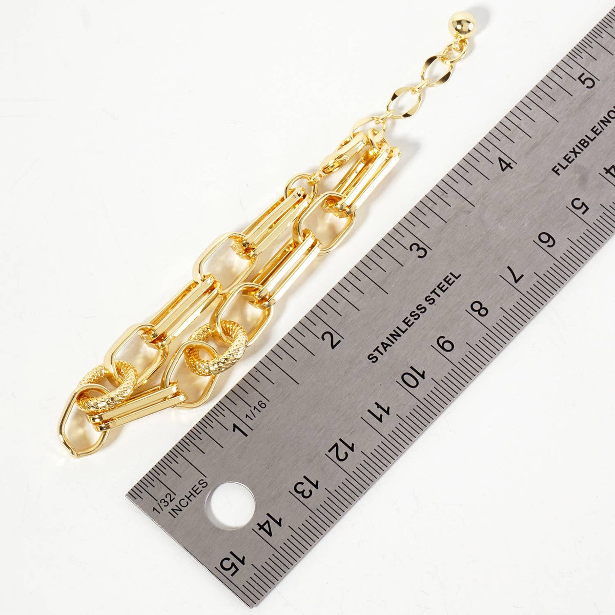 Mixed Texture U-Link Chain Bracelet