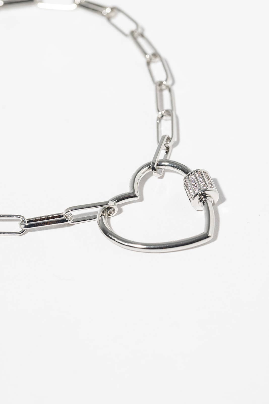 Gold & Silver Dipped Heart Charm Anklet with CZ Accents