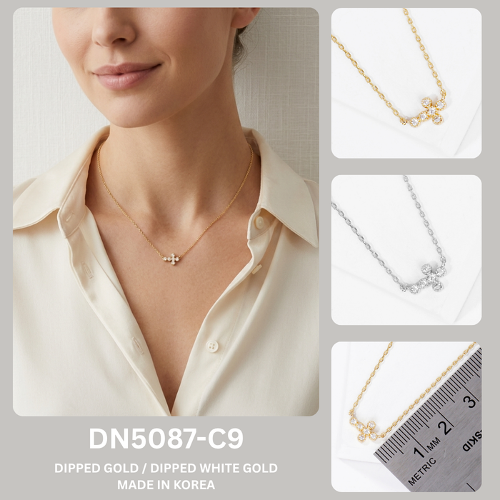 Dainty Cluster Cross Pendant Necklace