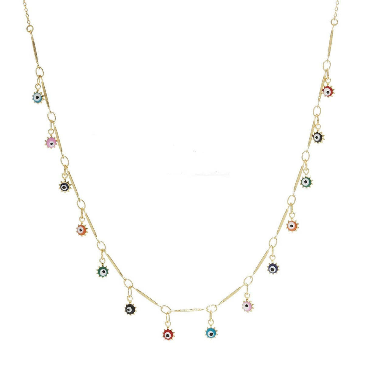 Gold Evil Eye Charm Multicolor Necklace