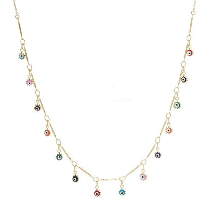 Gold Evil Eye Charm Multicolor Necklace