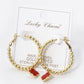 12MM QUATREFOIL DROP 30MM BALL BEADED LEVERBACK HOOP
