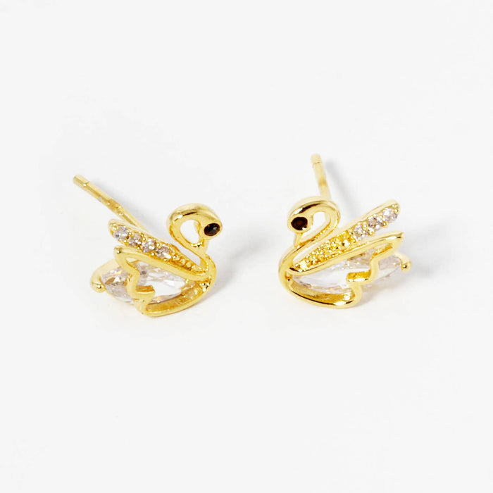 Dainty Cubic Zirconia Swan Stud Earrings