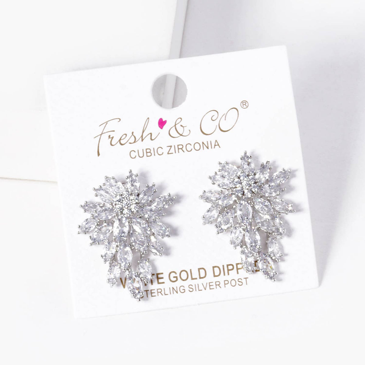 Dazzling Cubic Zirconia Floral Cluster Drop Earrings