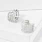 Four Cubic-Zirconia Strands 10mm Huggie Hoop Earrings