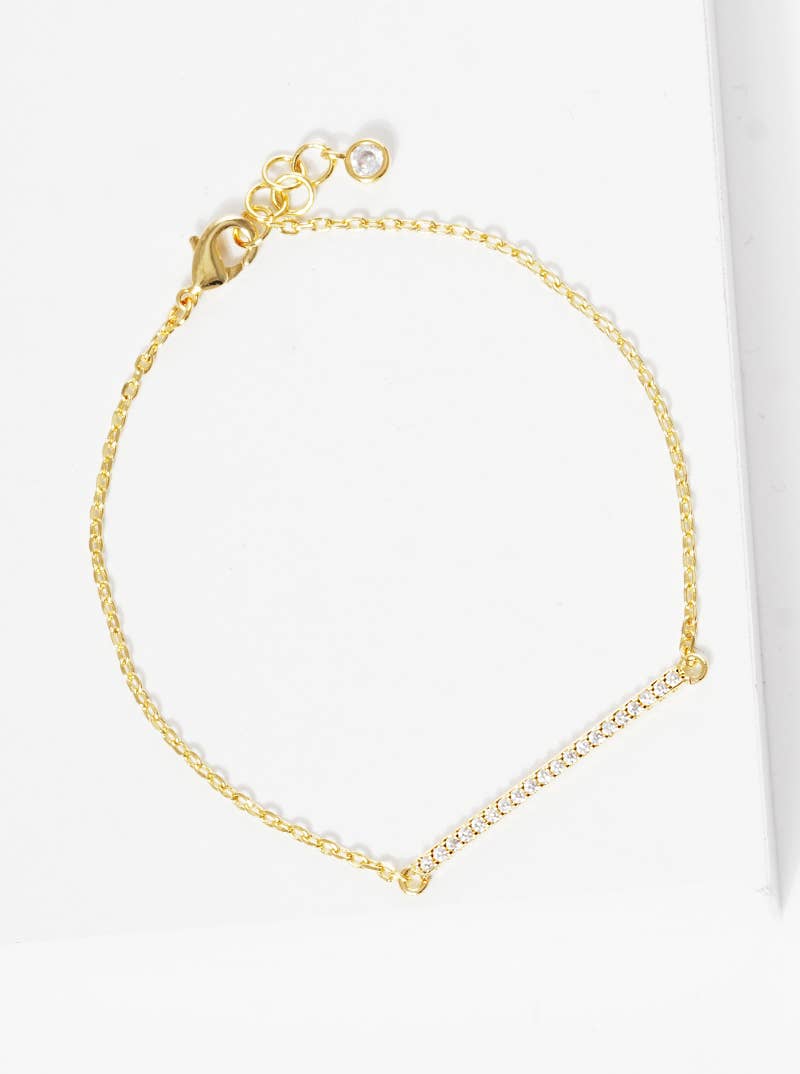 Dainty Cubic Zirconia Bar Chain Bracelet