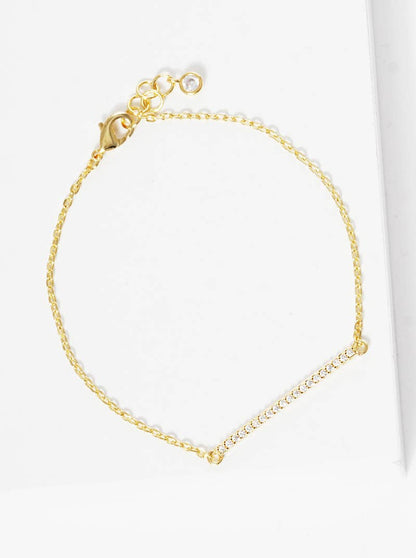 Dainty Cubic Zirconia Bar Chain Bracelet