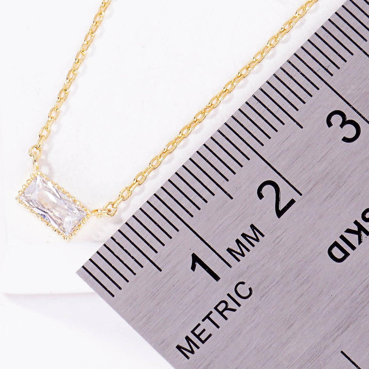 Minimalist Emerald Cut Cubic Zirconia Pendant Necklace