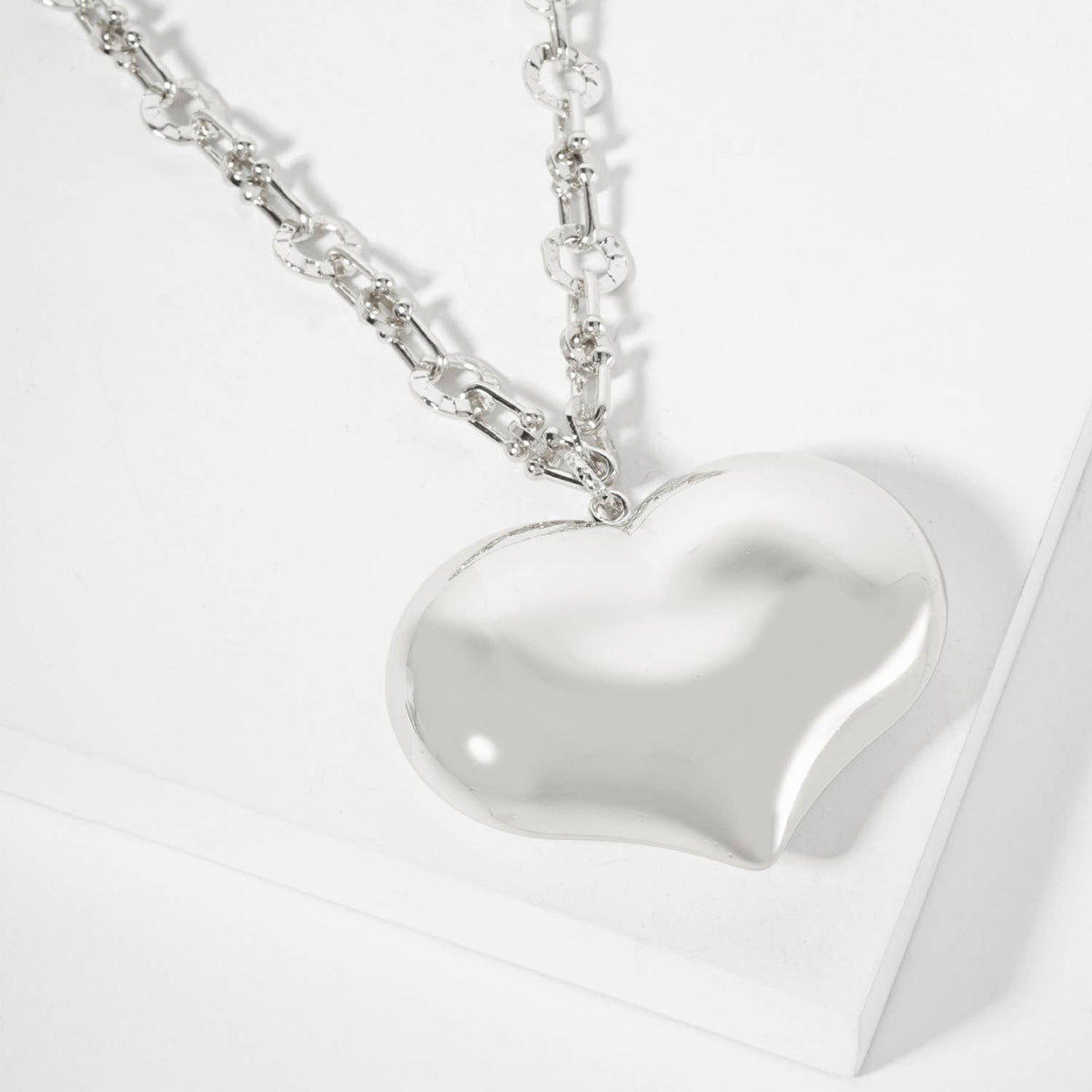 Polished Brass Large Puffy Heart HardWear-Chain Necklace.