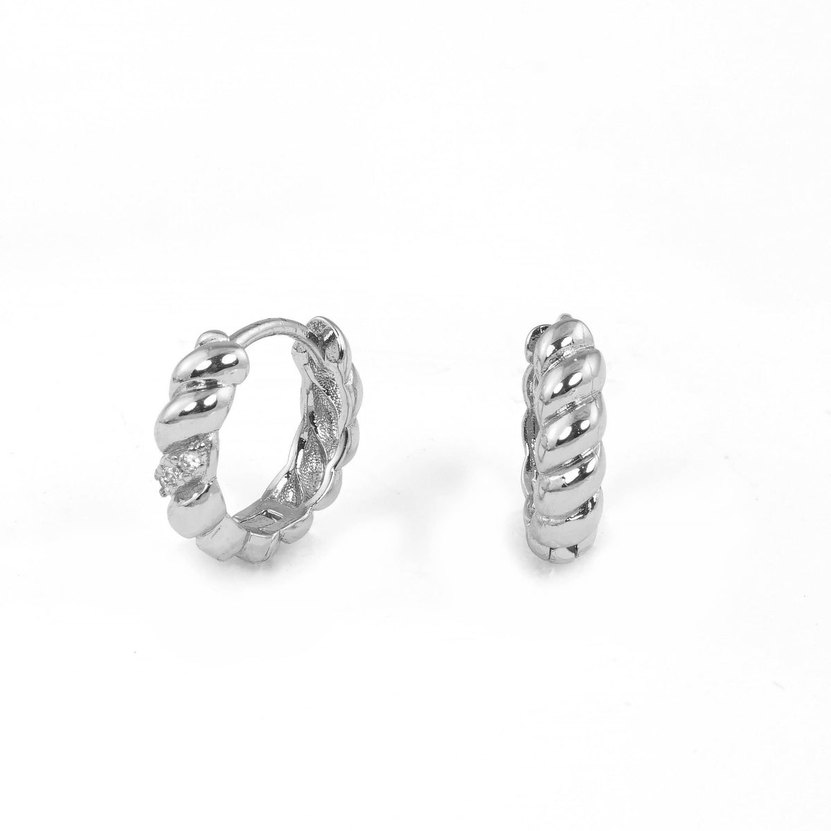 Gold Plated Braided Huggie Earrings