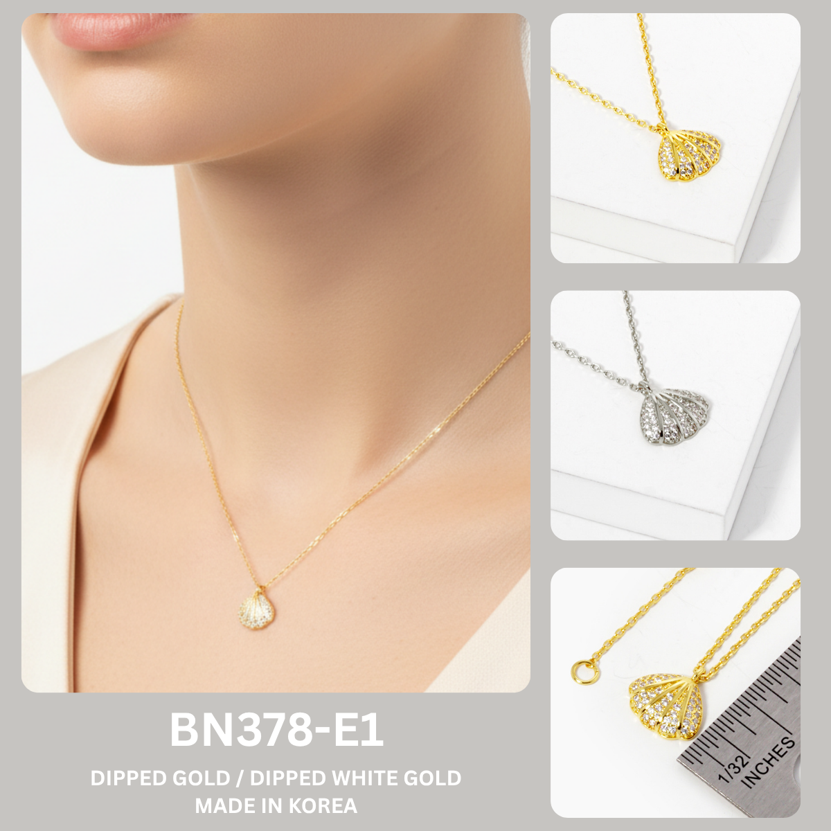 Pave Crystal Seashell Pendant Necklace