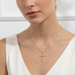 Dainty Beaded Cross Pendant Necklace.