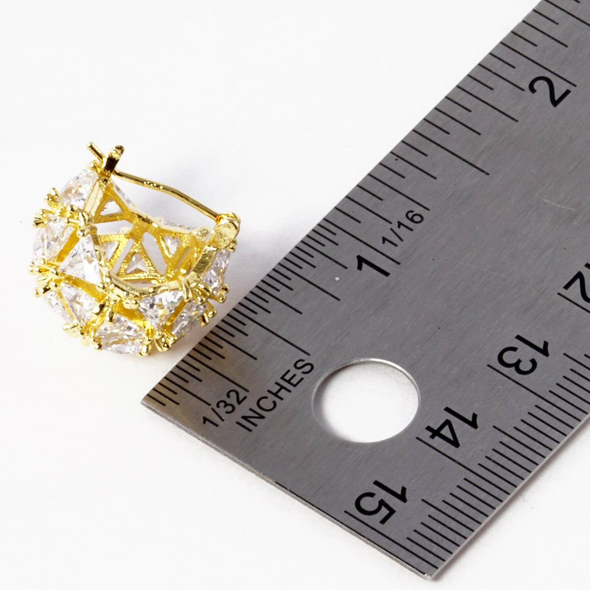 Geometric Cubic Zirconia Sphere Huggie Earrings