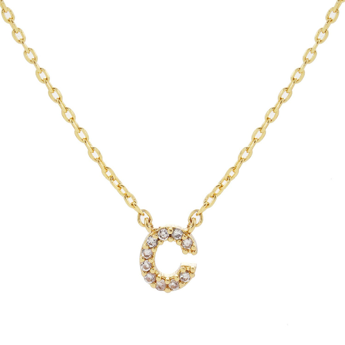 18K Gold Dipped Micro CZ Pave Initial Pendant Necklace