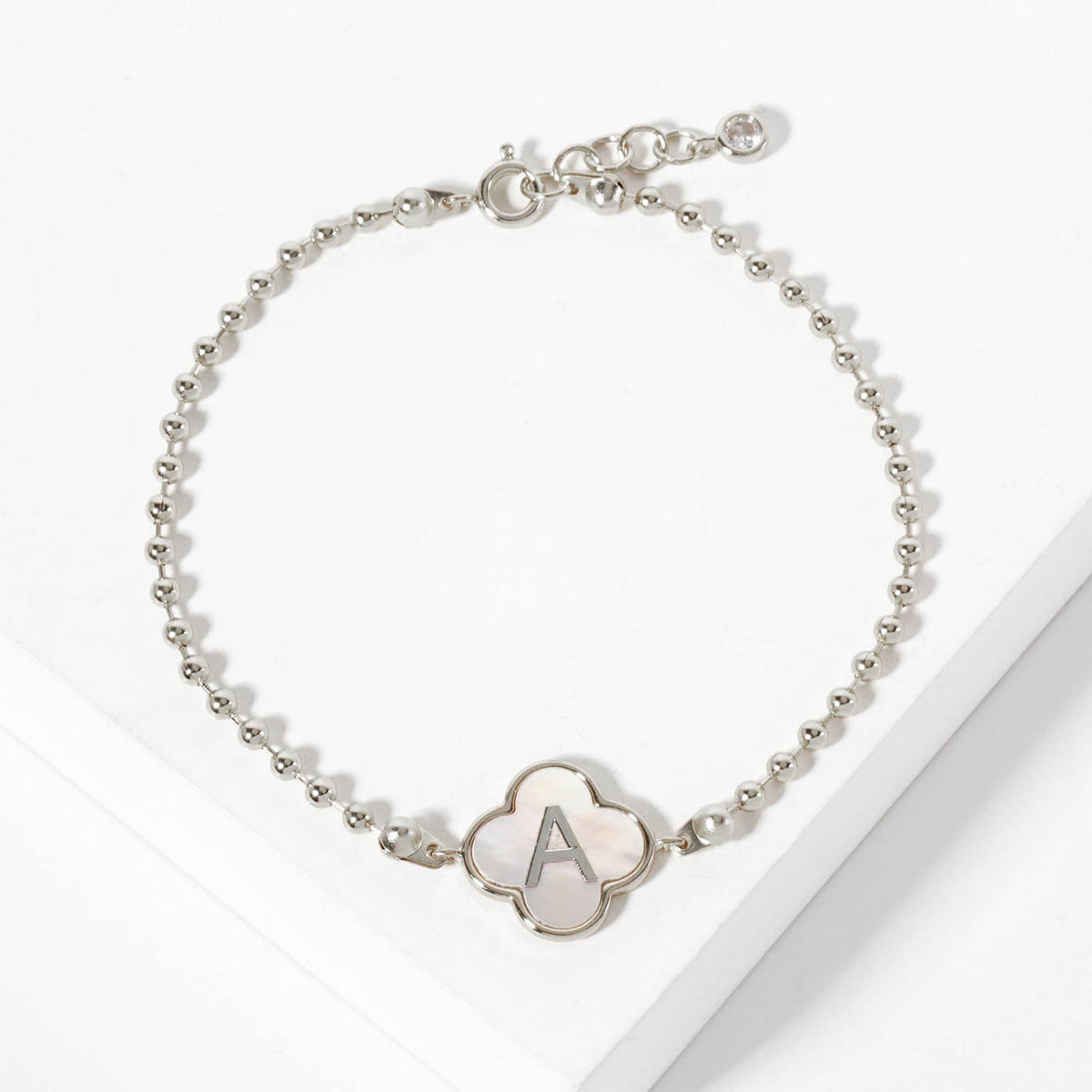Dainty Gold Dipped Initial Clover Bracelet