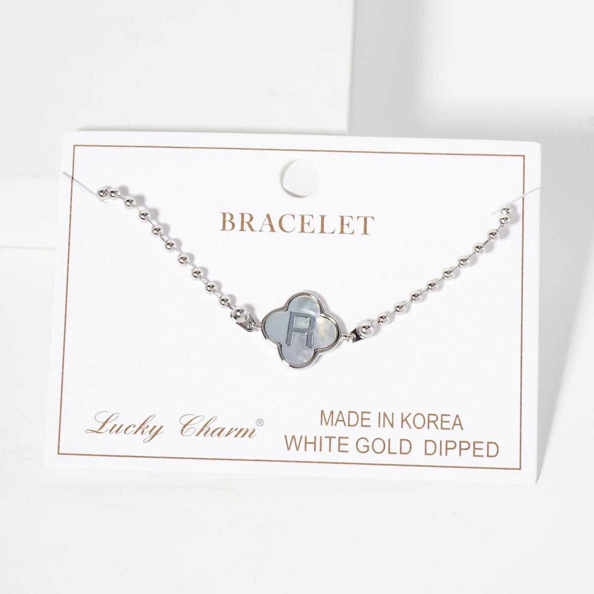 Dainty Gold Dipped Initial Clover Bracelet