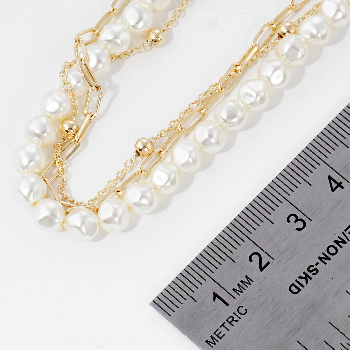 Gold Plated Double Strand Pearl Necklace
