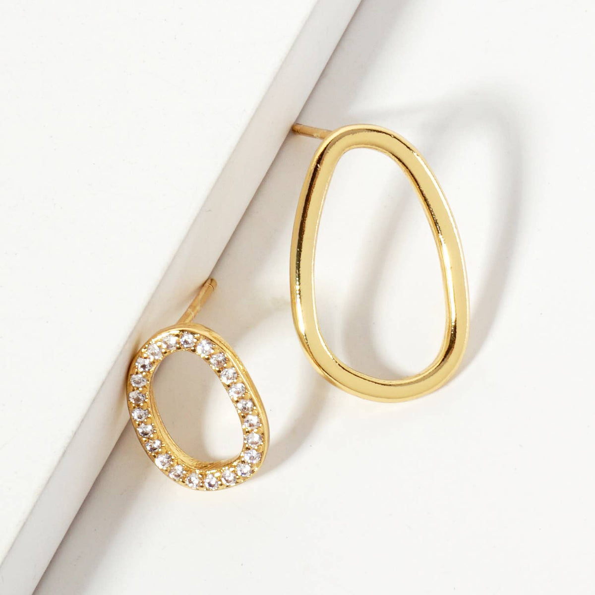 Minimalist Asymmetrical Organic Oval Stud Earrings