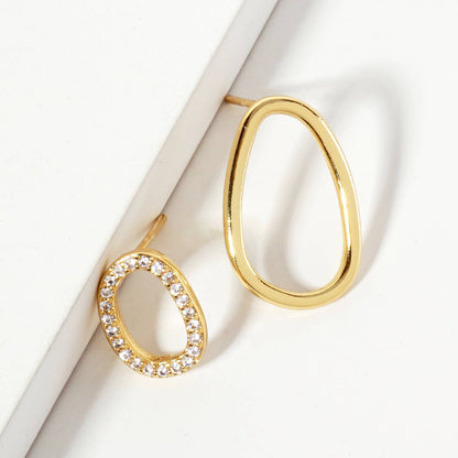 Minimalist Asymmetrical Organic Oval Stud Earrings