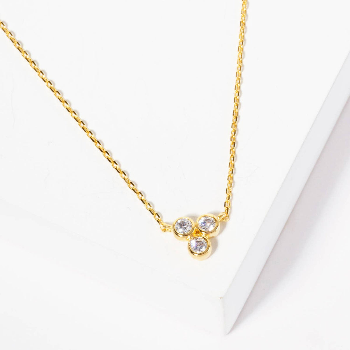 Minimalist Three-Stone Bezel Necklace