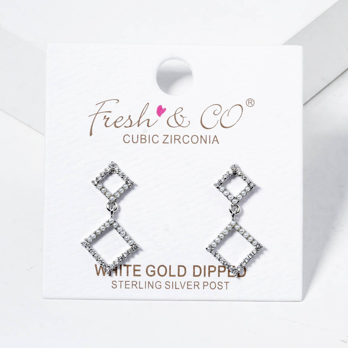Dangled Geometric Square Cubic Zirconia Earrings