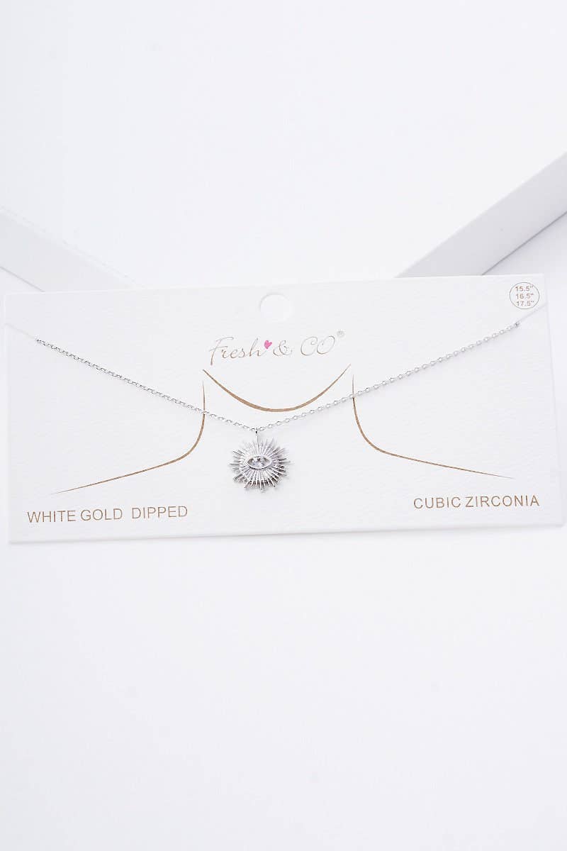 Gold Plated Evil Eye Sunburst Necklace