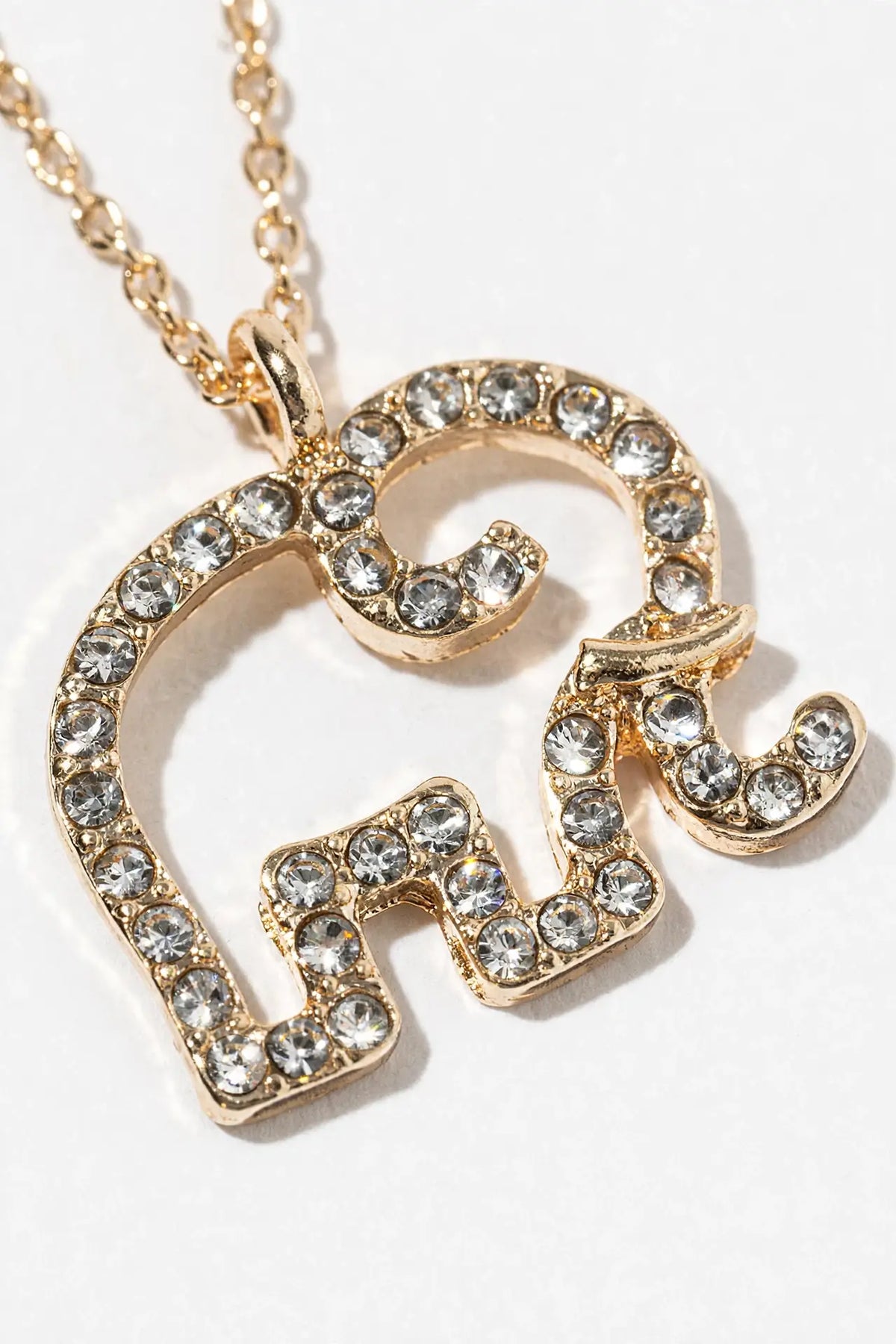 Crystal Elephant Pendant Necklace – Open-Outline Elephant