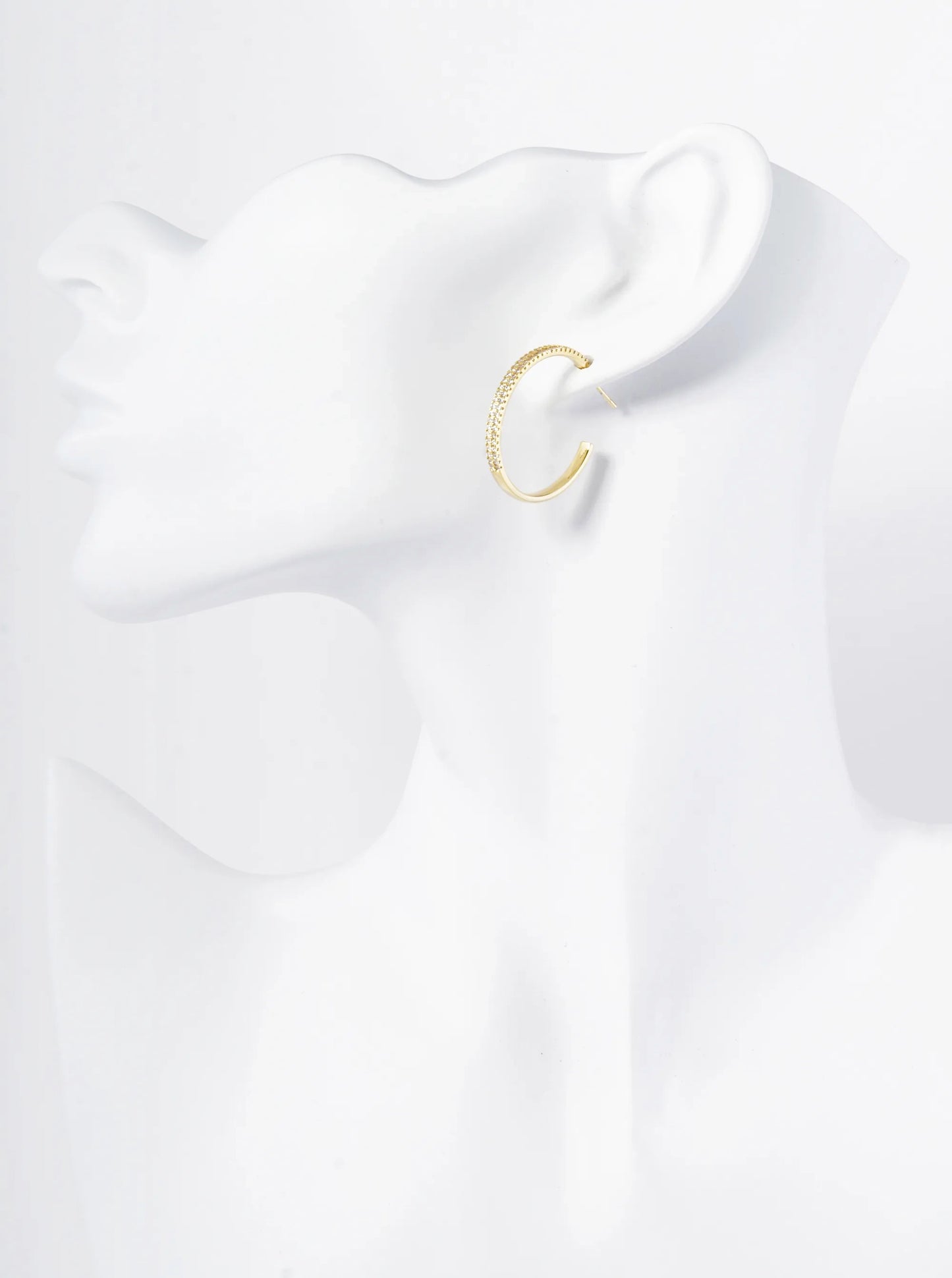 30mm 18K Gold Dipped Double Row Micro Pave Cubic Zirconia Open Hoop Earrings