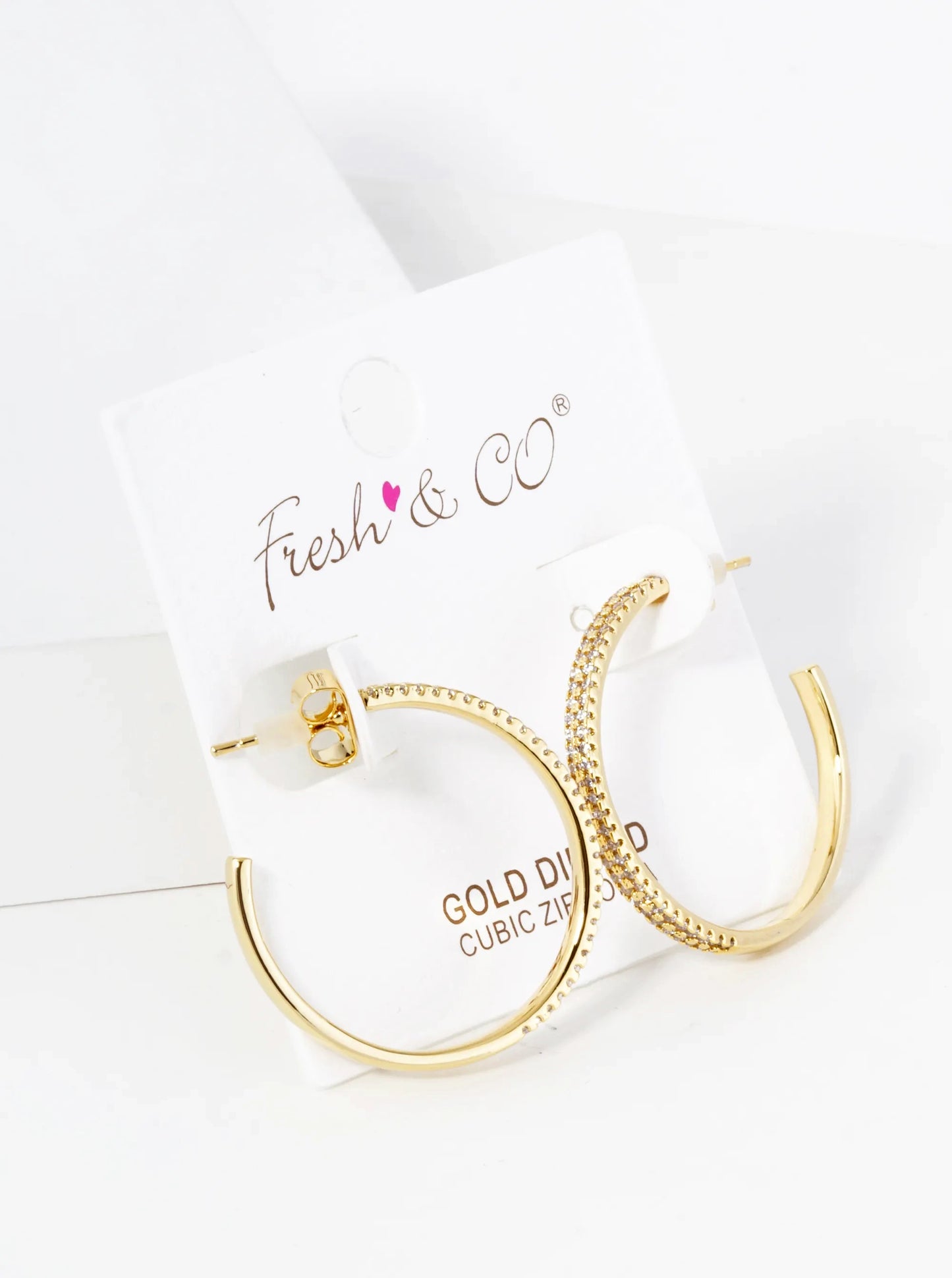 30mm 18K Gold Dipped Double Row Micro Pave Cubic Zirconia Open Hoop Earrings