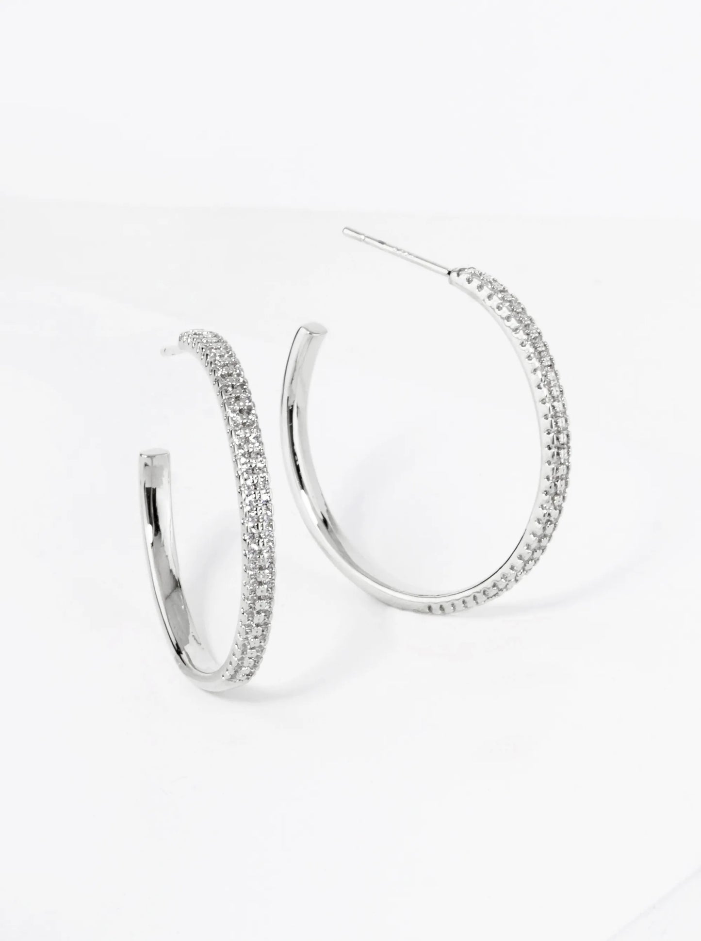 30mm 18K Gold Dipped Double Row Micro Pave Cubic Zirconia Open Hoop Earrings