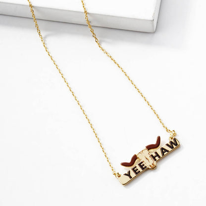 "Yee Haw" Longhorn Bar Necklace