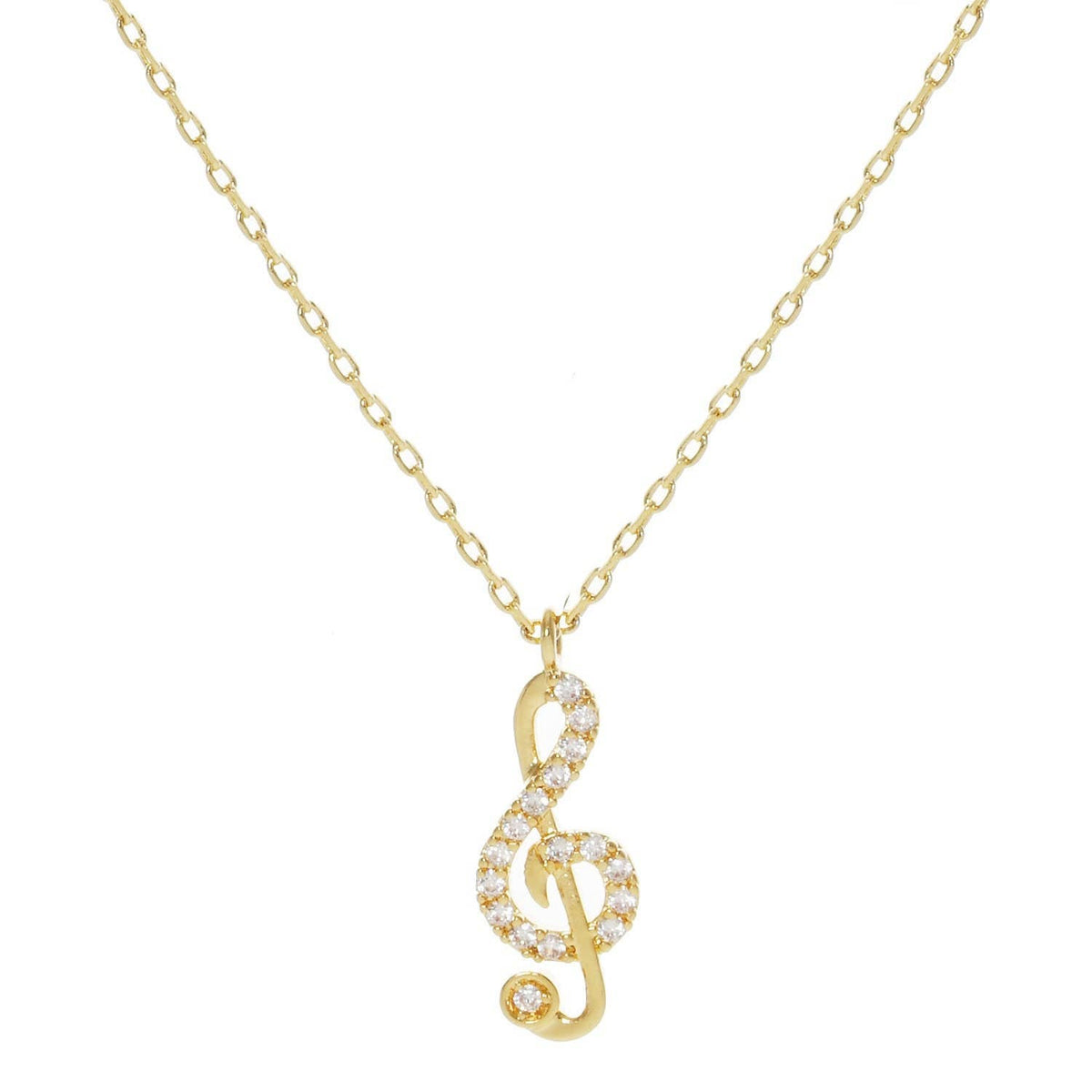 Gold Plated Treble Clef Necklace