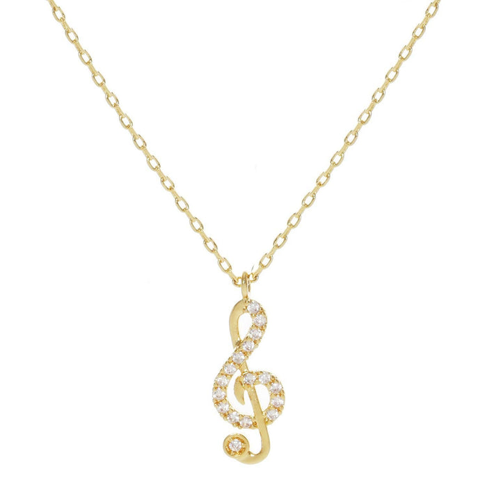 Gold Plated Treble Clef Necklace