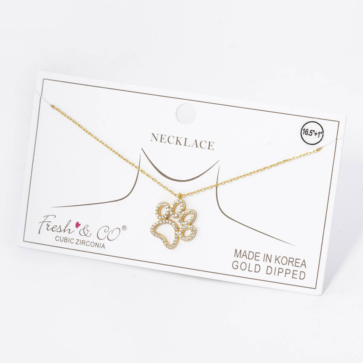 Sparkling CZ Paw Print Pendant Necklace