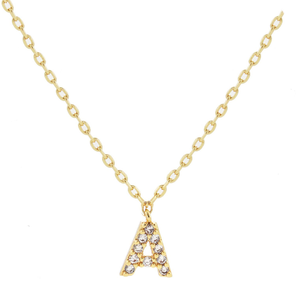 18K Gold Dipped Micro CZ Pave Initial Pendant Necklace