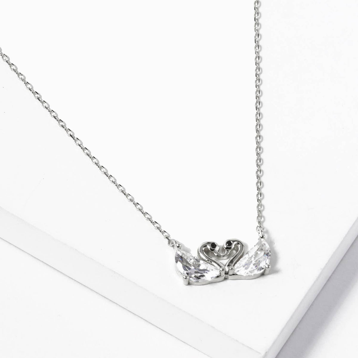 Twin Swan Love Knot Pendant Necklace