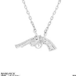 Dainty Crystal Pistol Revolver Pendant Necklace