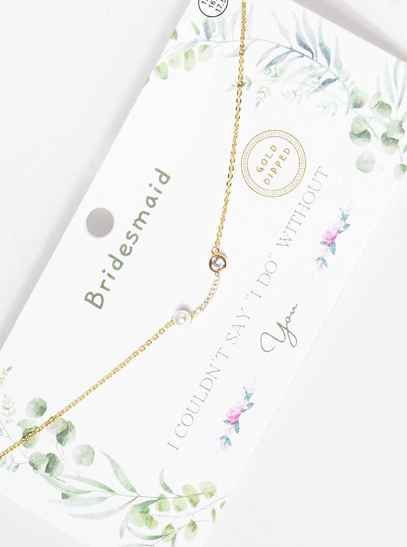 Bridesmaid CZ Hexagon Pendant Necklace