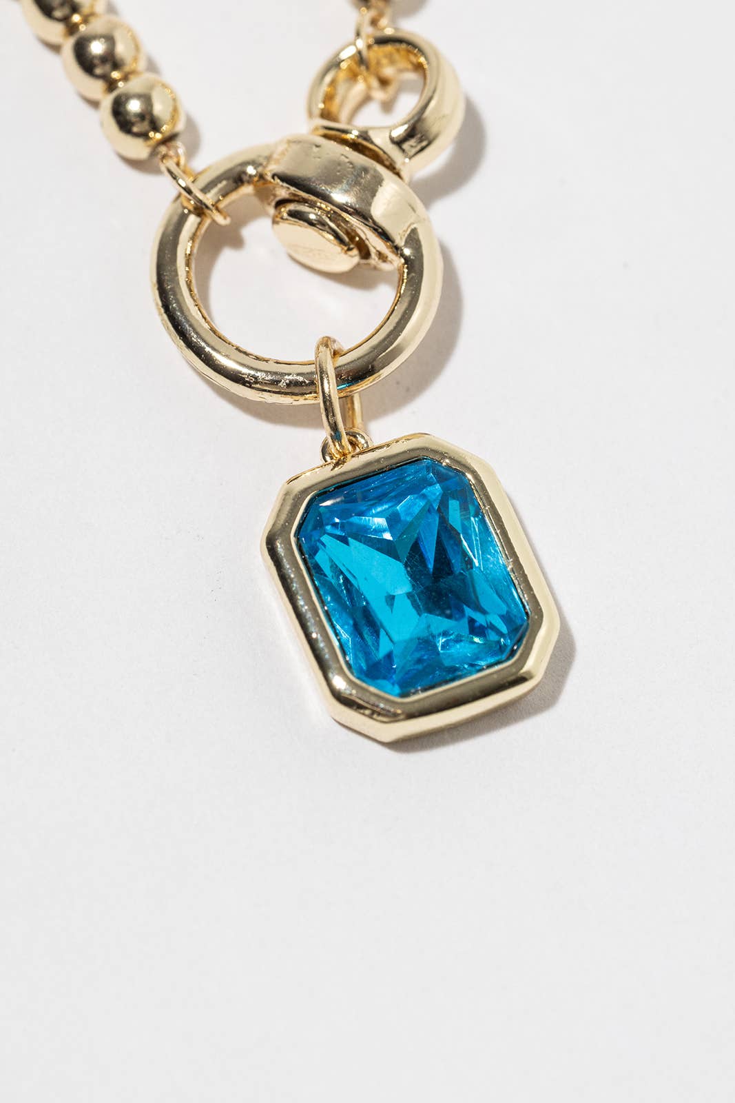 Birthstone Pendant Necklace – Gold-Dipped Ball Chain