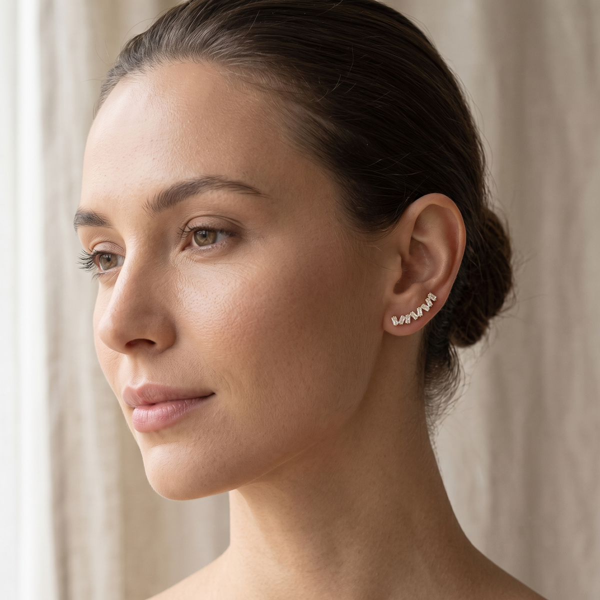 Gold Plated Zig Zag Ear Climber Earrings