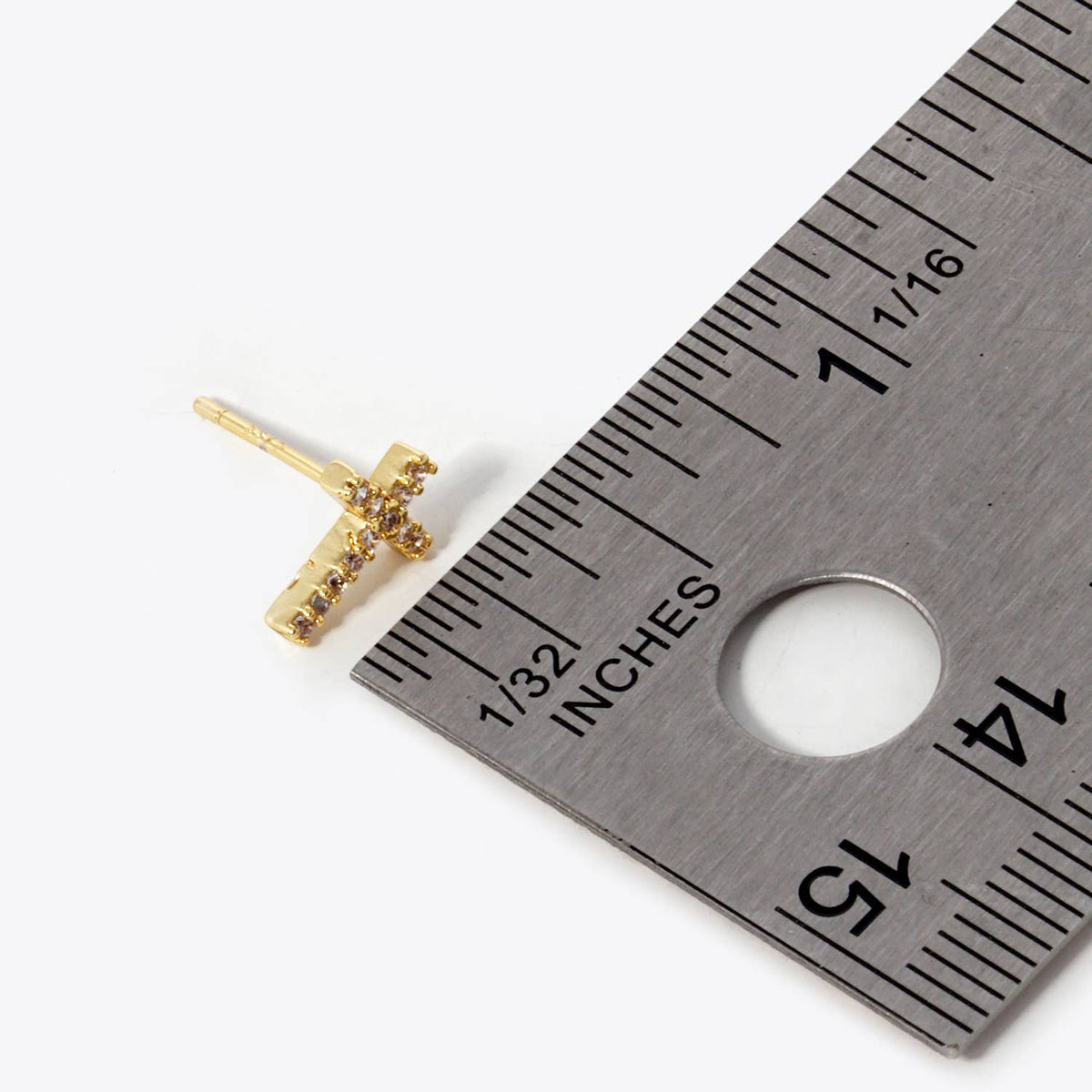 Gold Dipped Cubic Cross Stud Earrings