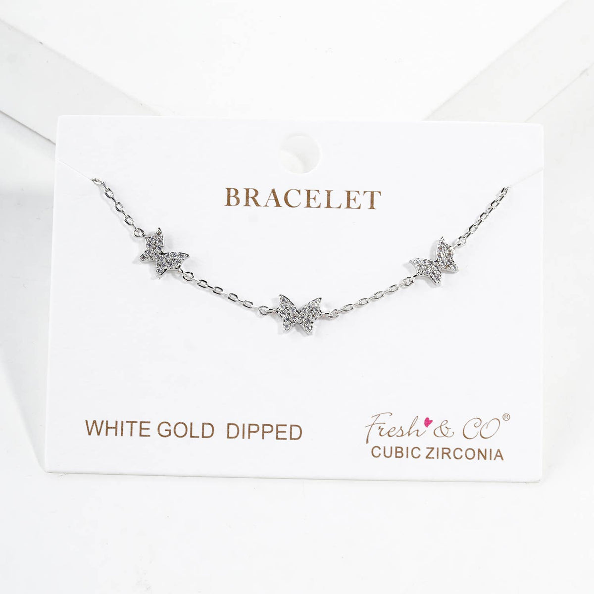 Sparkling Pavé Butterfly Trio Bracelet in 14K Gold Finish