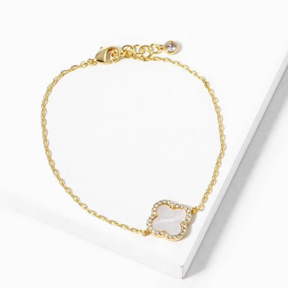 Mother of Pearl Clover Charm Bracelet
