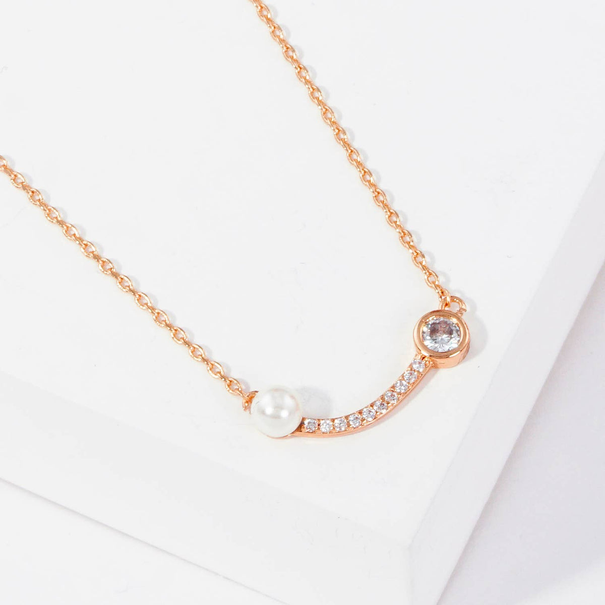 Bridesmaid CZ Hexagon Pendant Necklace