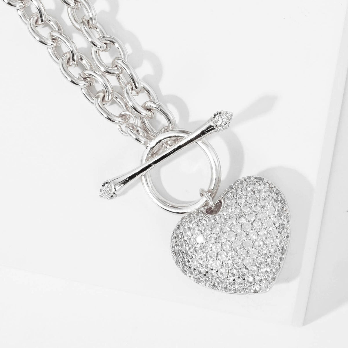 Gold Plated Cubic Heart Pendant Necklace