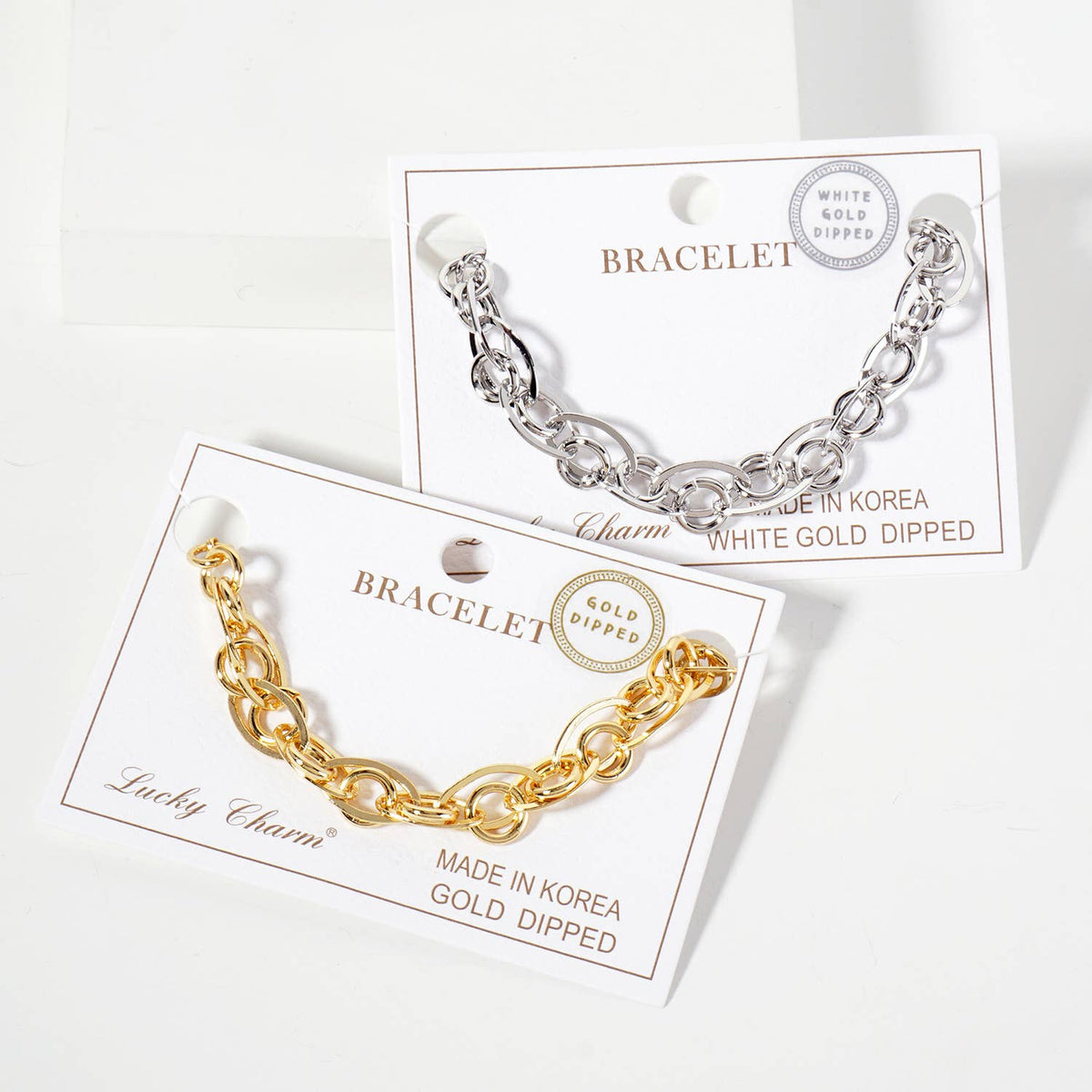 18K-Gold-Dipped Polished Brass Interwoven Chain Bracelet